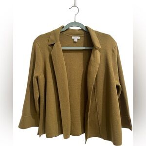J.Jill Women's Olive Green Collared Cropped Boxy Cardigan Sweater Size L Petite